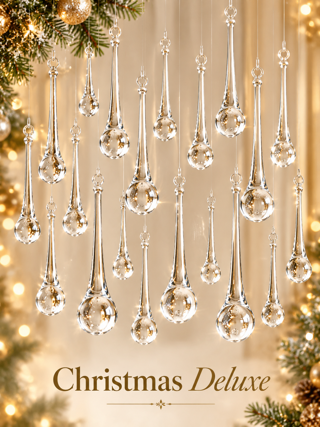 🎄 Christmas Crystal-Look Teardrop Ornaments – Sparkling Hanging Decorations for Christmas Trees & Holiday Decor