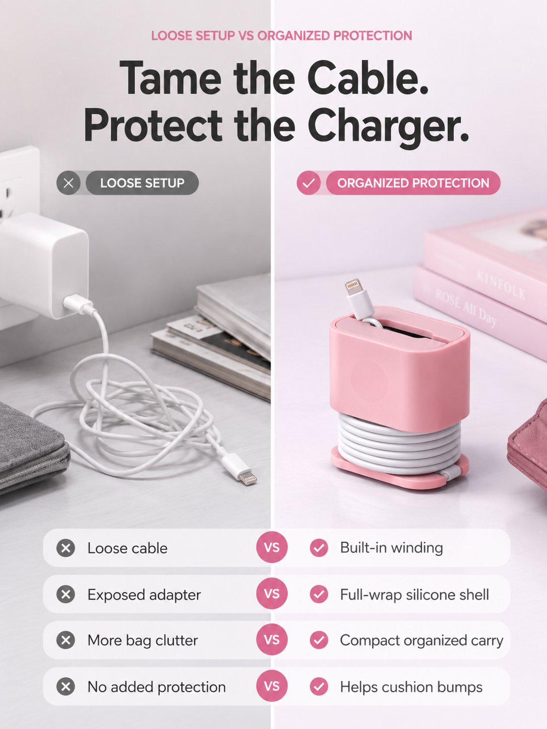 2-in-1 Silicone Charger Protective Case (with Cable Storage)