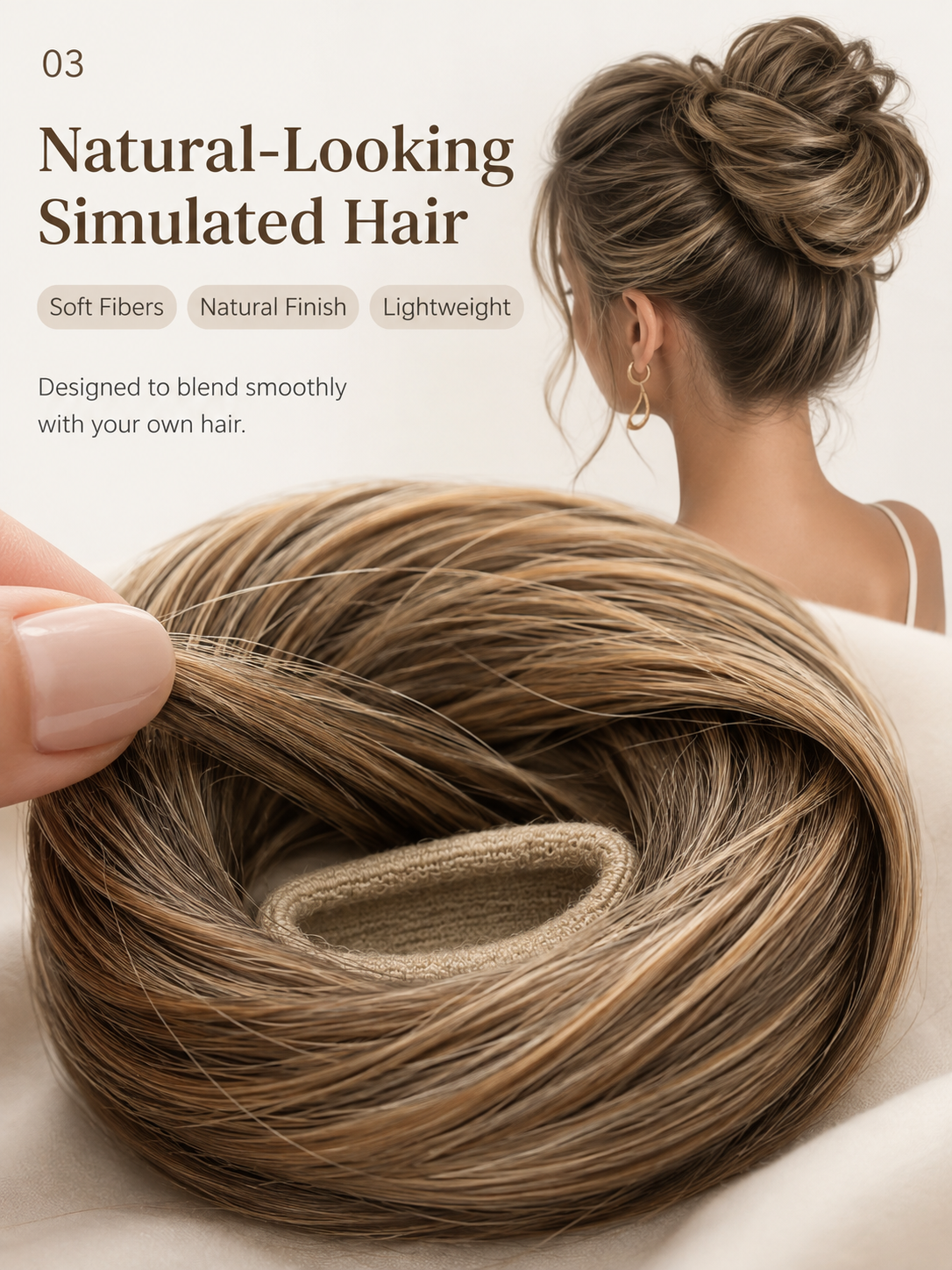 Cropped hair wig hair tie — —✨ Ideal for Everyday Wear, Scrunchie Base