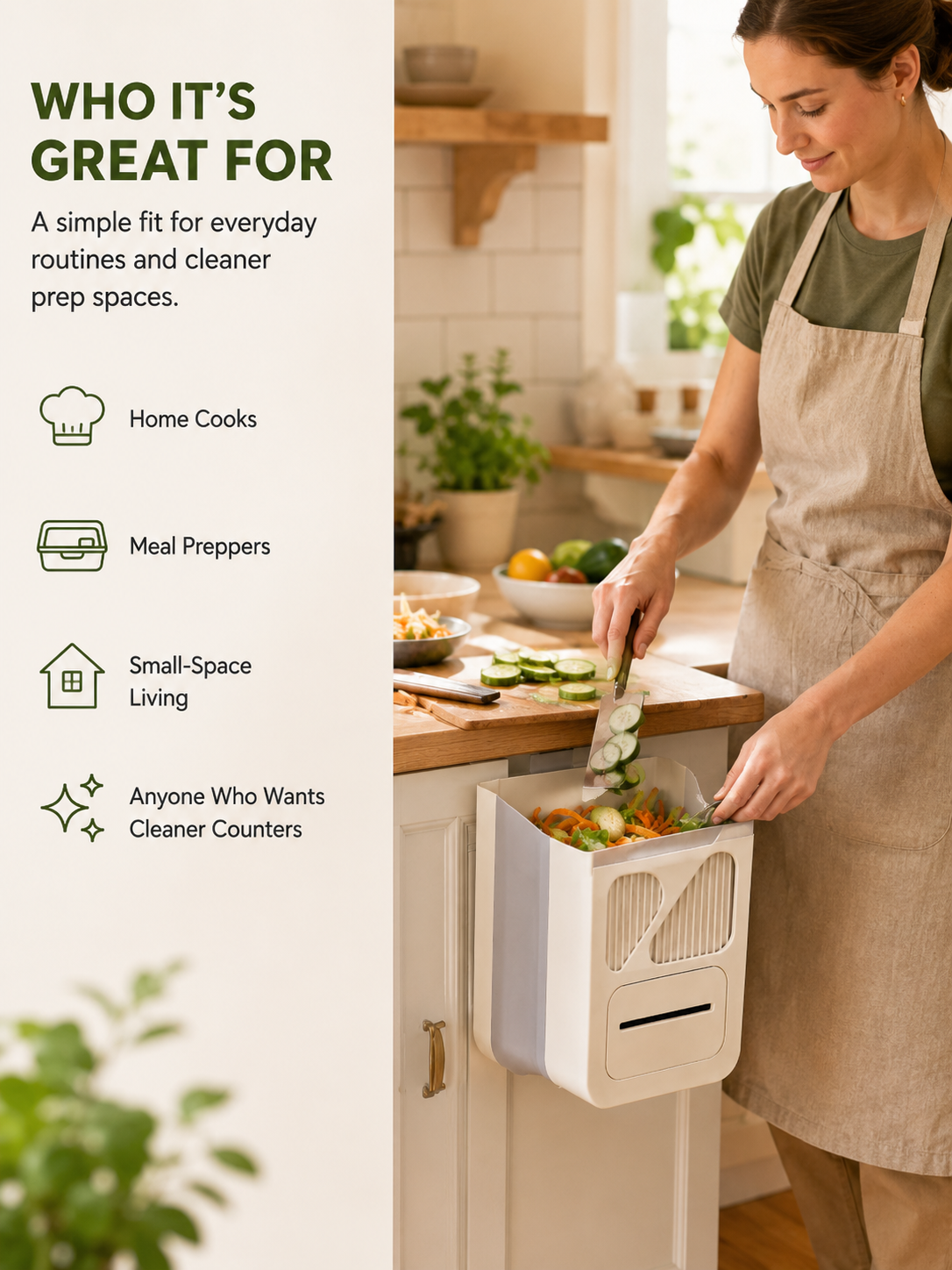 π₯ Hanging Kitchen Trash Bin β Cleaner Countertop Scrap Bin