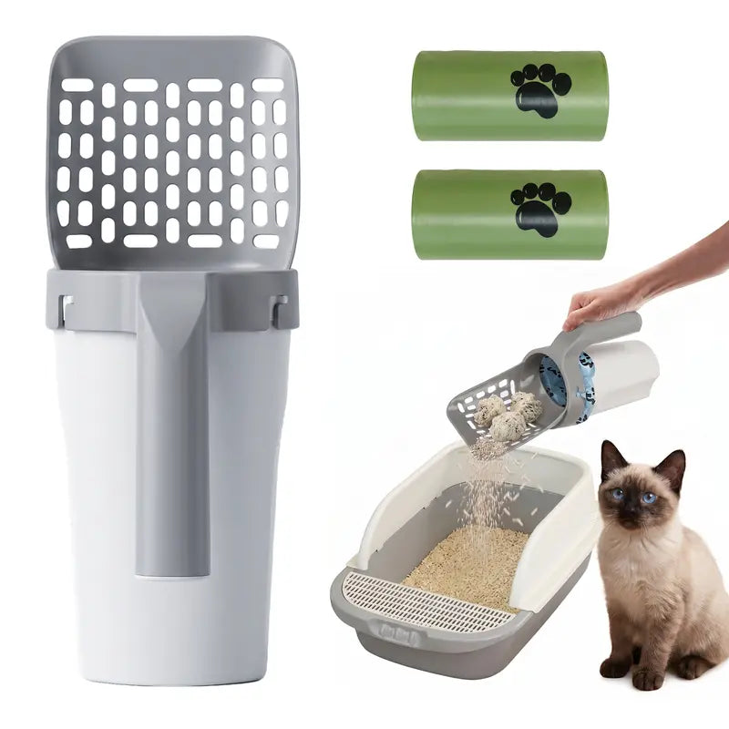 š„ 50% OFF TODAY | All-in-One Cat Litter Scoop with Built-In Waste Bag Holder | Cleaner One-Hand Cat Litter Cleaning Tool