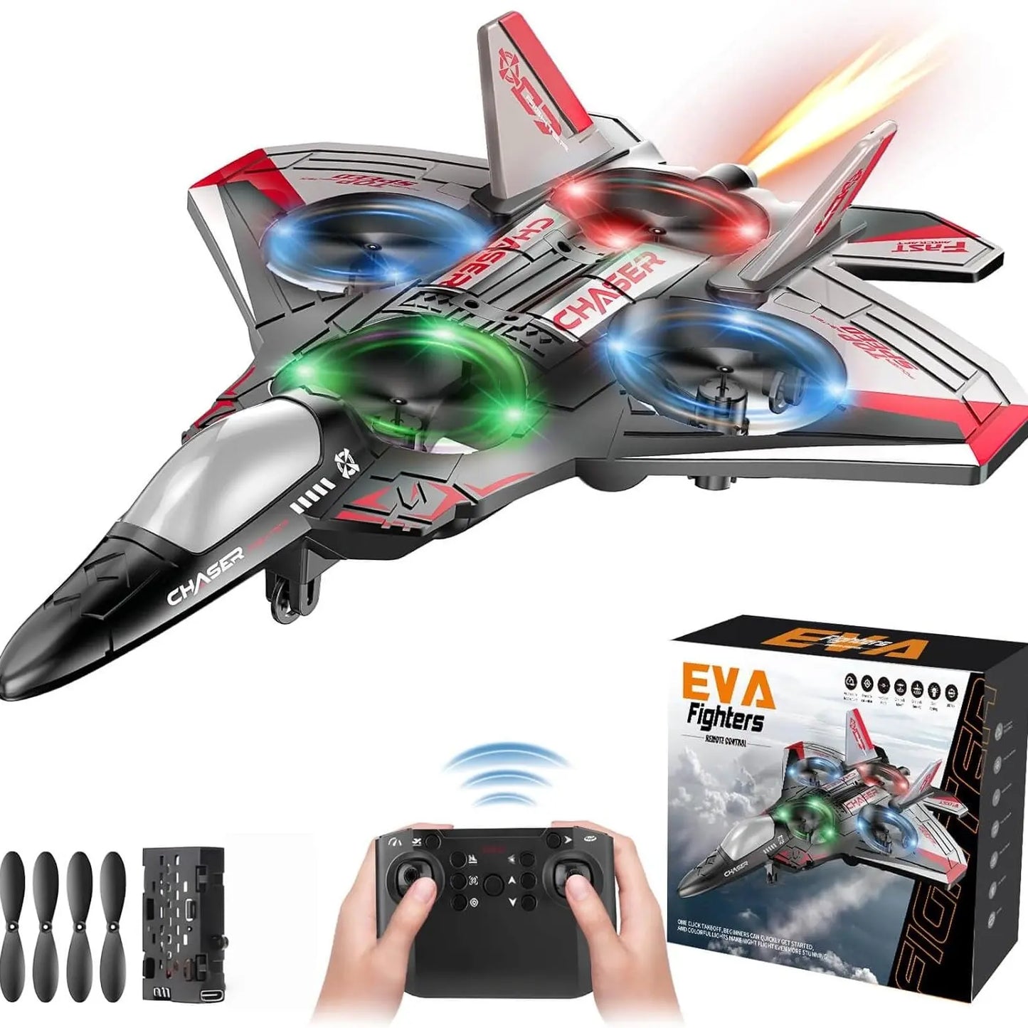 🔥 Hot Sale | Colorful LED Stunt Fighter Jet Drone