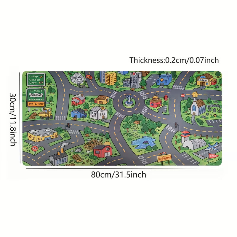 🔥Cartoon City Street Large Mouse Pad - Ultra-Smooth Desk Mat with Stitched Edges