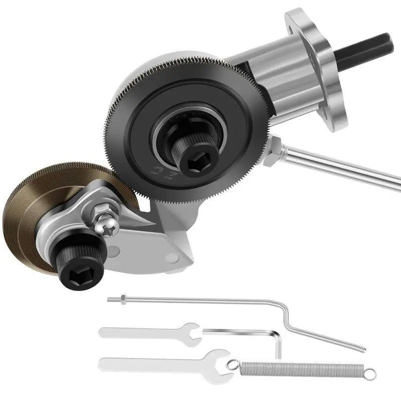 Portable electric drill accessory for cutting thin metal sheets
