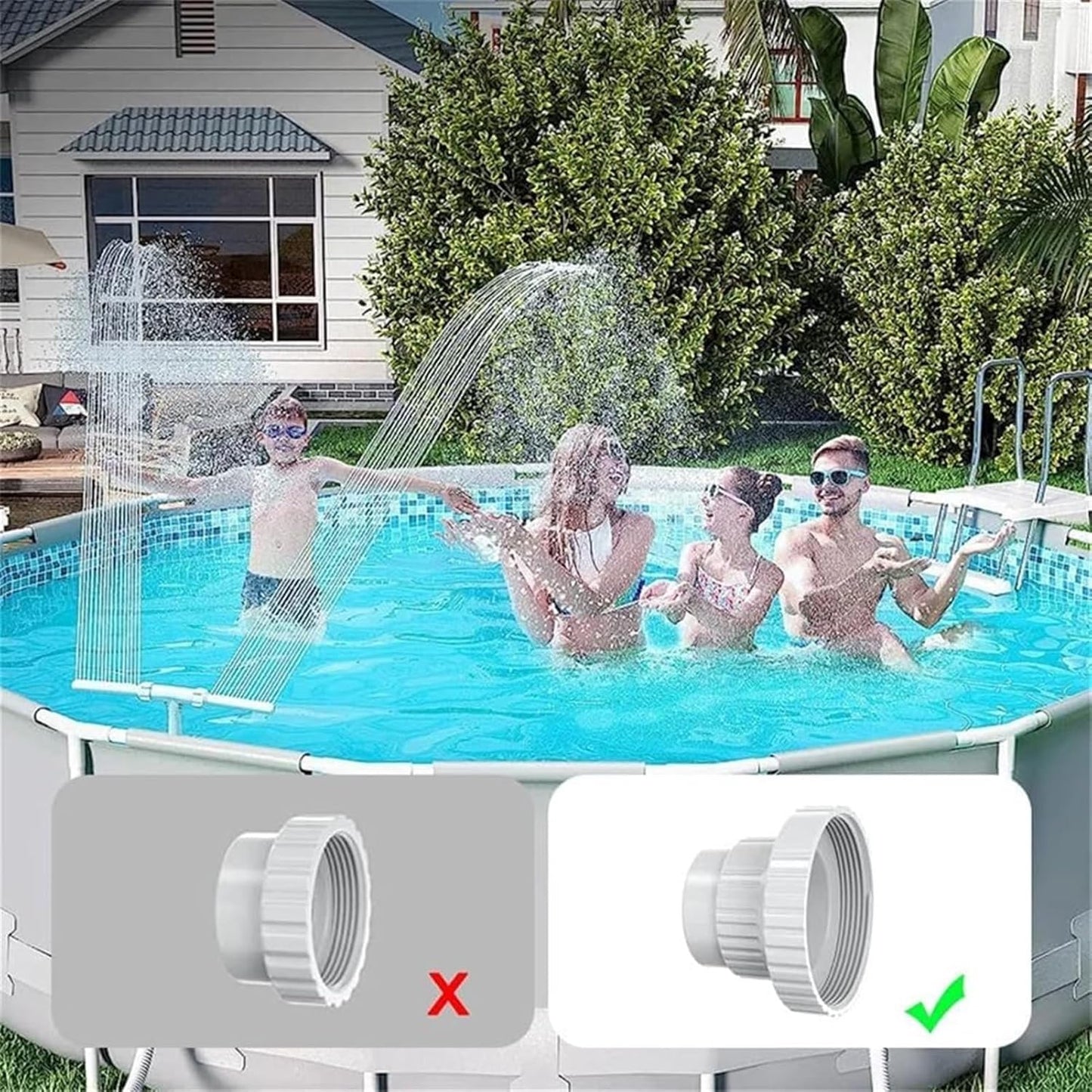 Solar Pool Fountain with Lights Dual Arc