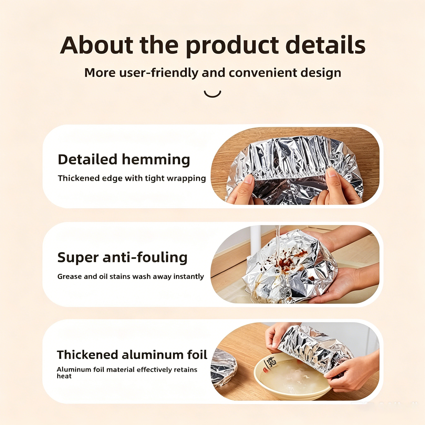 Home dining table & food container aluminum foil heat-retaining cover
