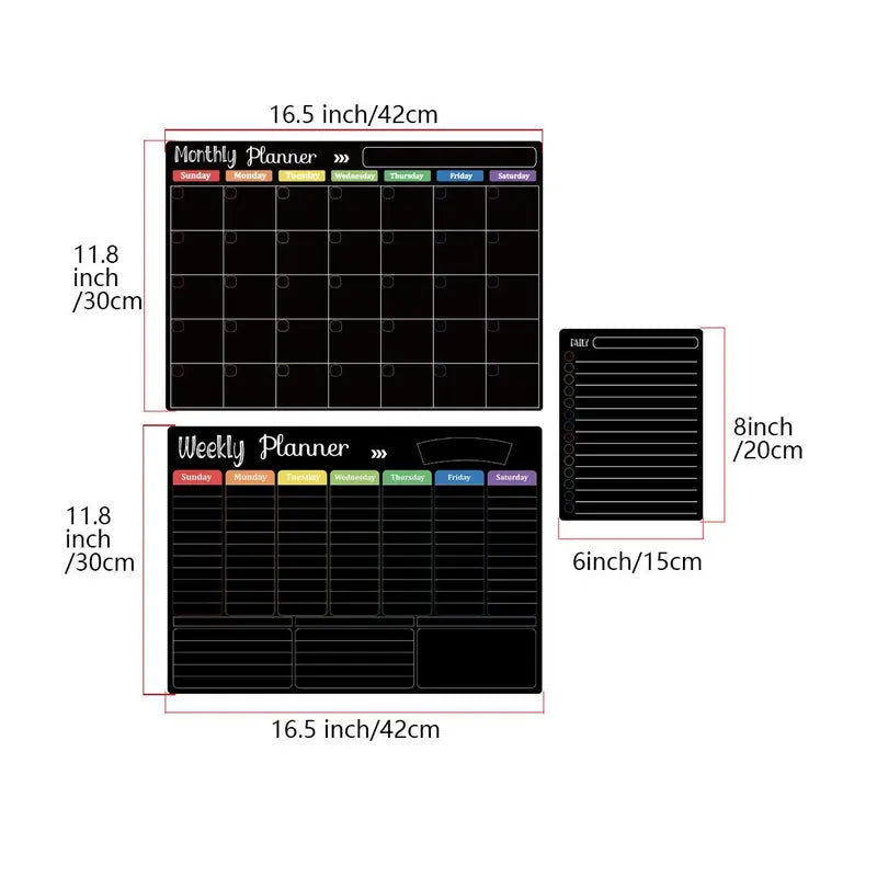 ๐
Black Magnetic Dry Erase Boards Set of 3 | Ultimate Fridge Organizer & Planner โจ