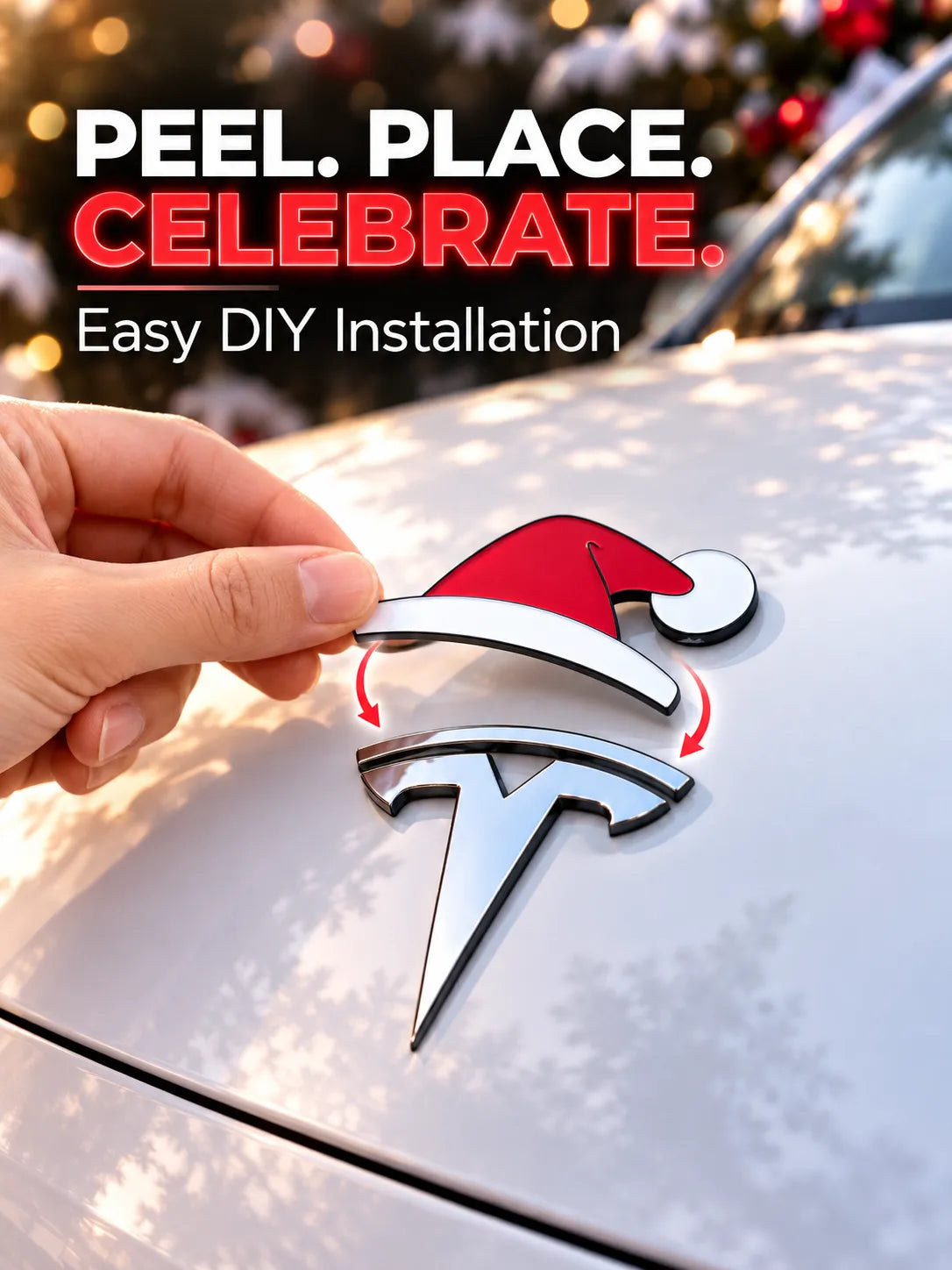 π
Christmas Car Emblem Santa Hat Sticker β Festive 3D Holiday Upgrade