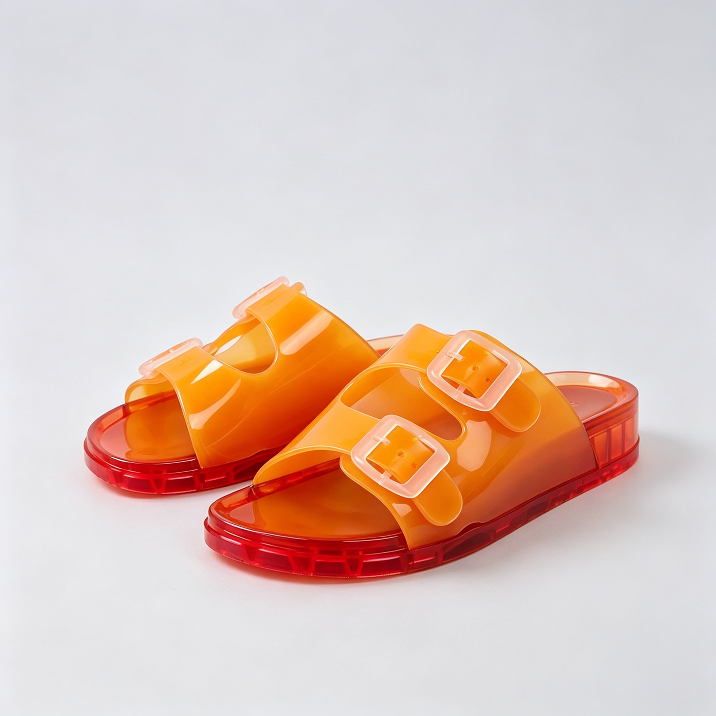 Pool Jelly Slide Sandals for Women - Waterproof Double Buckle Adjustable Slip-On Womens Jelly Sandals For Beach