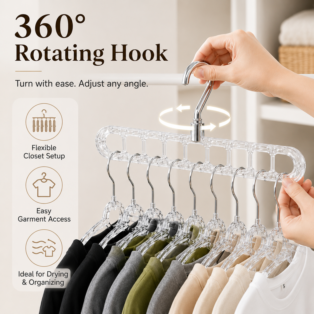9-Hole Foldable Pants Hanger – Adjustable Anti-Slip Space-Saving Closet Organizer