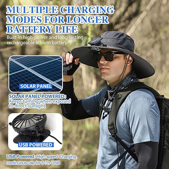 🔥Summer Hot Sale 49% OFF⚡2026 New Ultralight Solar Fan Sun Hat🎁Lighter Than a Baseball!⚾(Only 11oz)