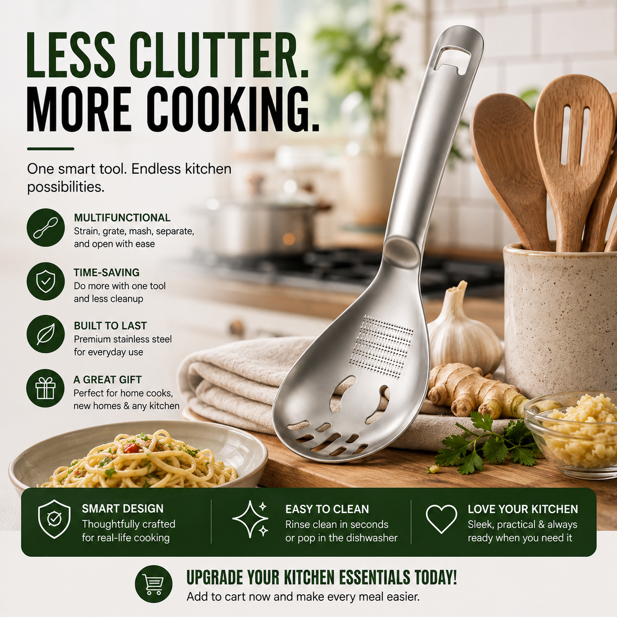 🥄304 Stainless Steel Multifunctional Kitchen Spoon