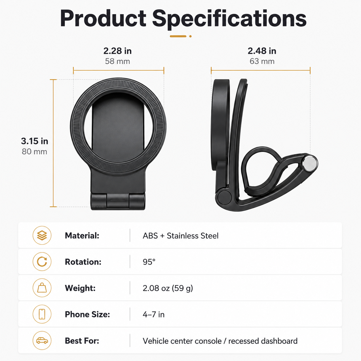 ๐งฒ Magnetic Car Phone Mount โ Hands-Free Clip, Fits All iPhones