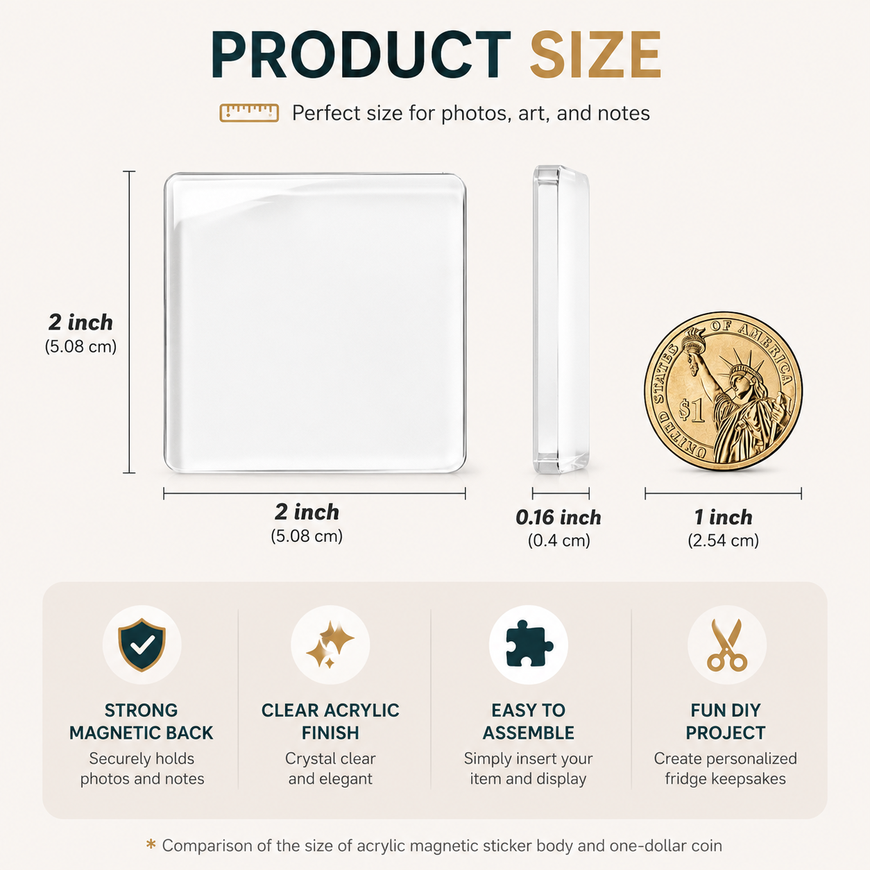 π₯ Hot Sale | 10 Pack 2"x2" Clear Acrylic DIY Fridge Magnets Set with Adhesive Backing