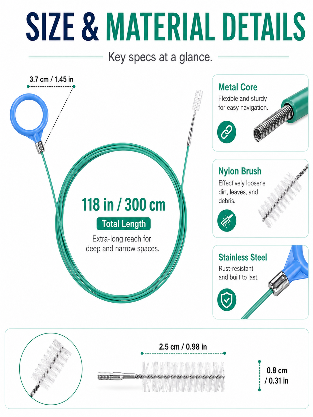 🔥 Limited-Time Deal 78-Inch Car Sunroof Drain Cleaning Tool — Flexible Long Tube Brush for Easy Clog Removal