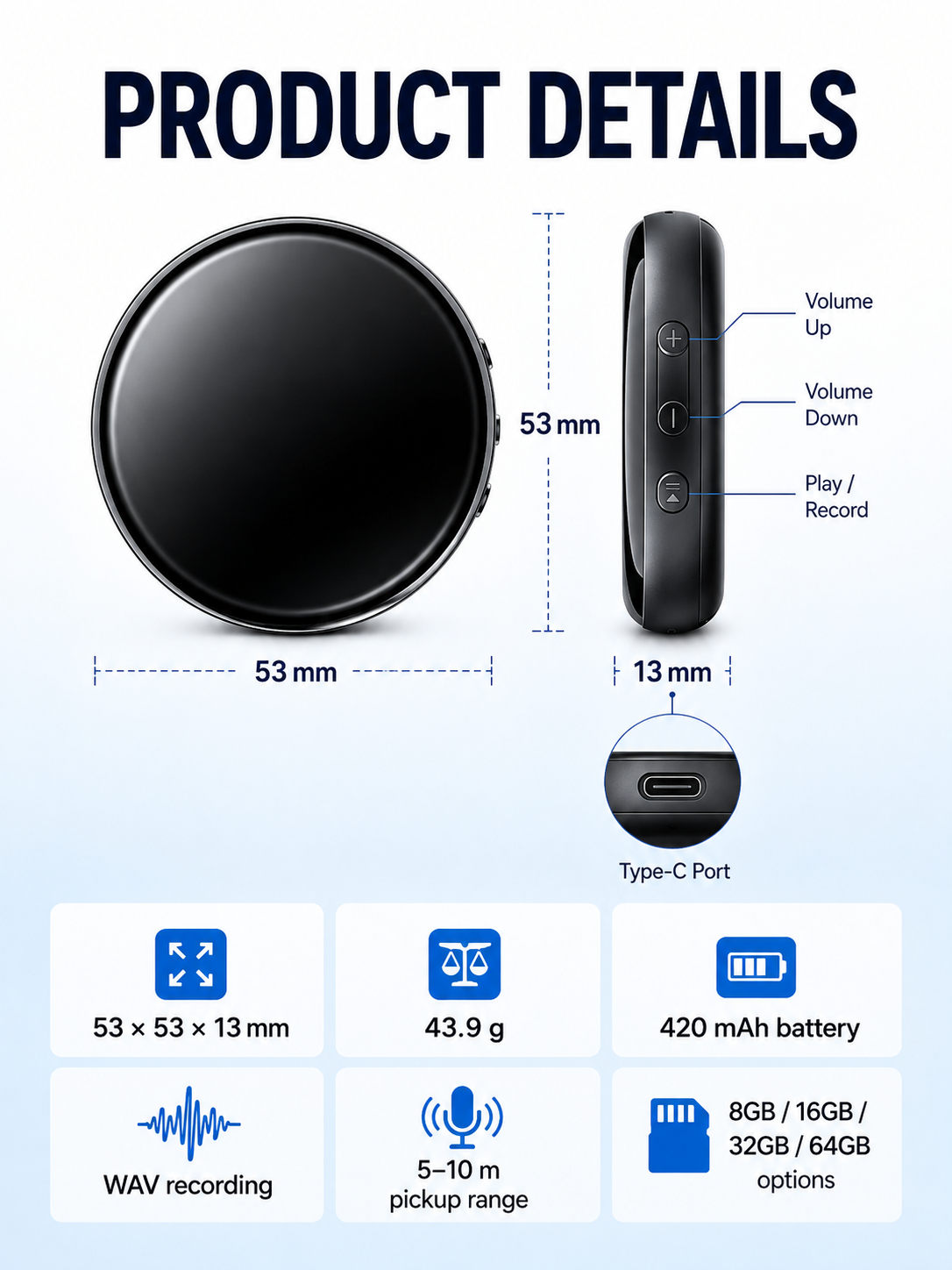 ๐๏ธ Smart Tech Pick โจ One-Touch Magnetic Voice Recorder with HD Noise Reduction, Long Battery & Large Storage