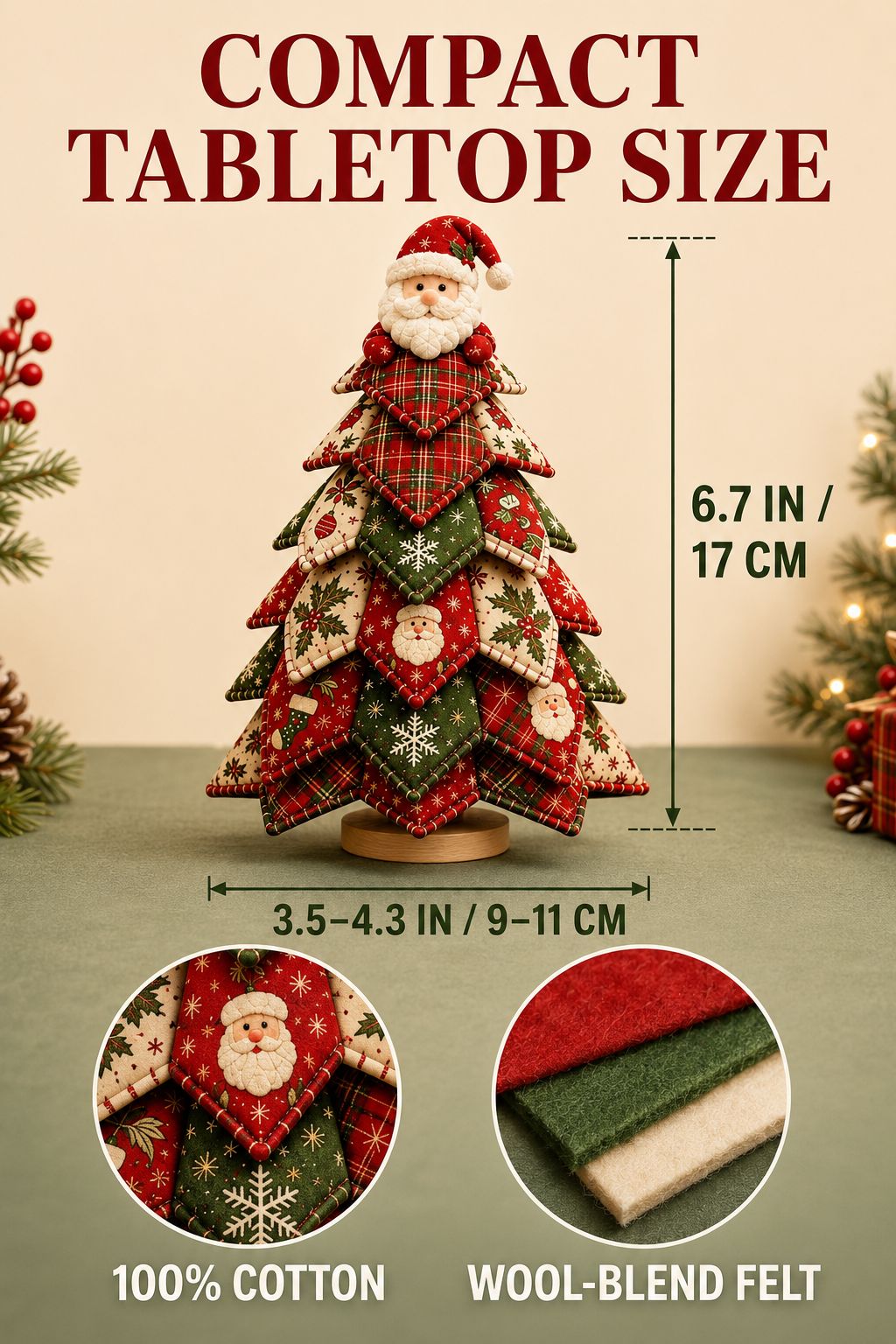 🎅 Christmas Tree DIY Kit 🎄🎁 Festive Patchwork Fabric Craft Cute Tabletop Holiday Decor Centerpiece