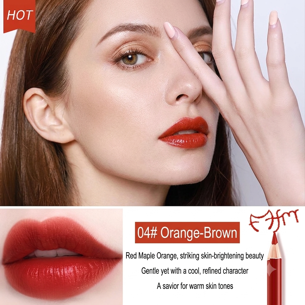 🔥Dual-Ended Lip Duo: Long-Lasting Waterproof Lip Liner + High-Gloss Lip Glaze Pen