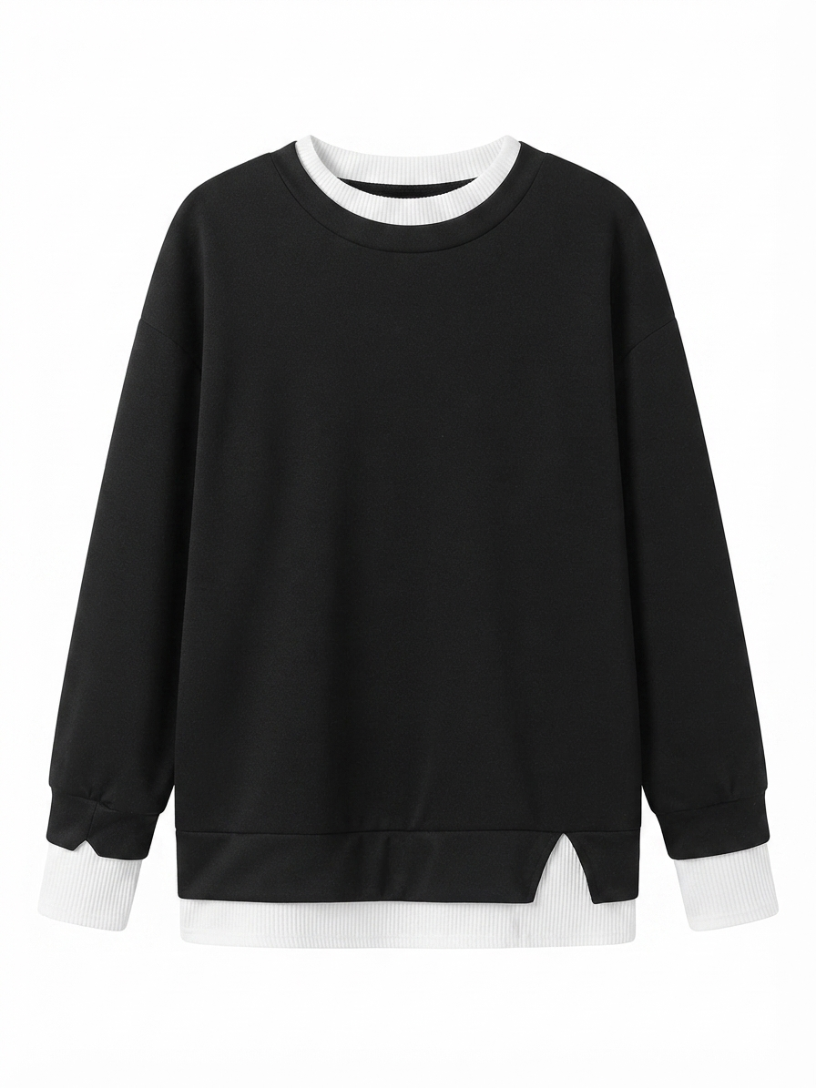 💥New Arrival women's layered-look sweatshirt featuring a drop-shoulder design