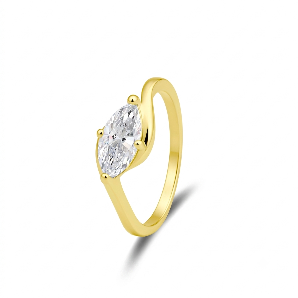 ✨Moissanite 1ct Rippling Romance Marquise Solitaire Ring Silver