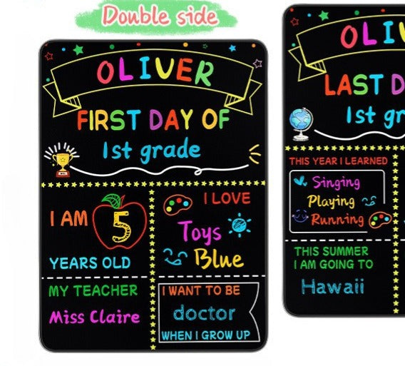 📸 Double-Sided First & Last Day Chalkboard Sign – Reusable School Photo Prop