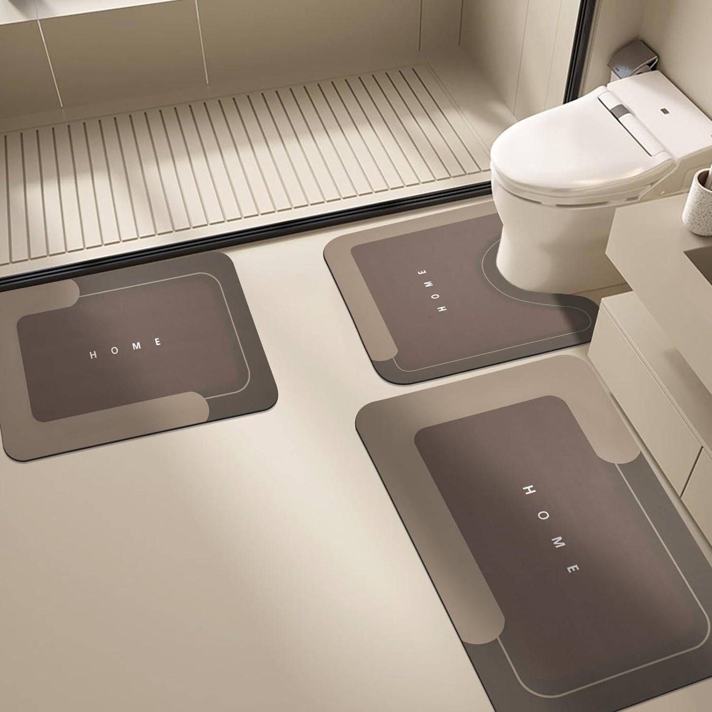 🛁 3-Piece Anti-Slip Bathroom Mat Set