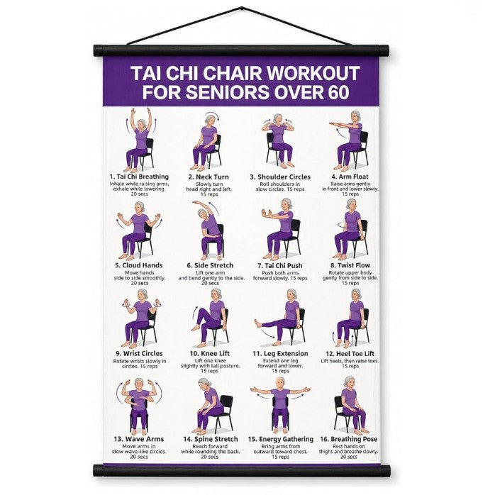 🔥LAST DAY 60% OFF🧘♀️☯Tai Chi Chair Workout Chart for Seniors (16 x 24 inches)