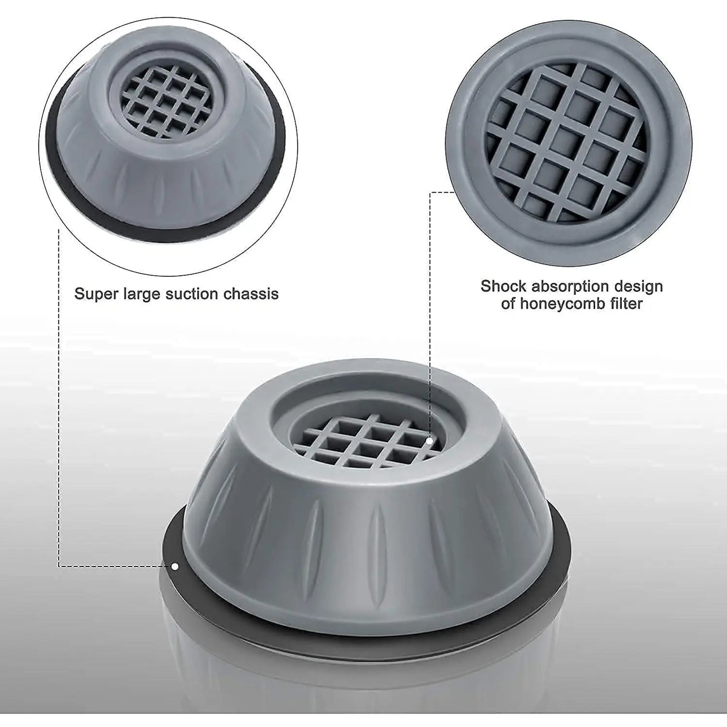 4-Piece Durable Compact Shock-Absorbing Pads for Large Home Appliances (Washing Machines, Dryers, Refrigerators) - Reduces Vibrations and Noise, Prevents Movement, Refrigerator Accessories