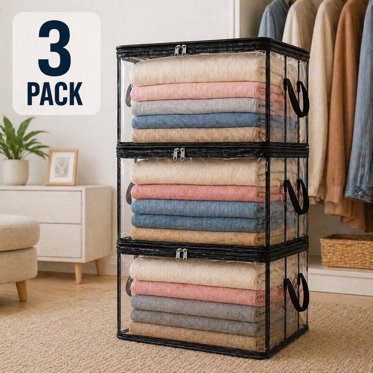 📦Large Heavy-Duty Thick Plastic Clear Storage Bag for Clothes, Moving & Storage