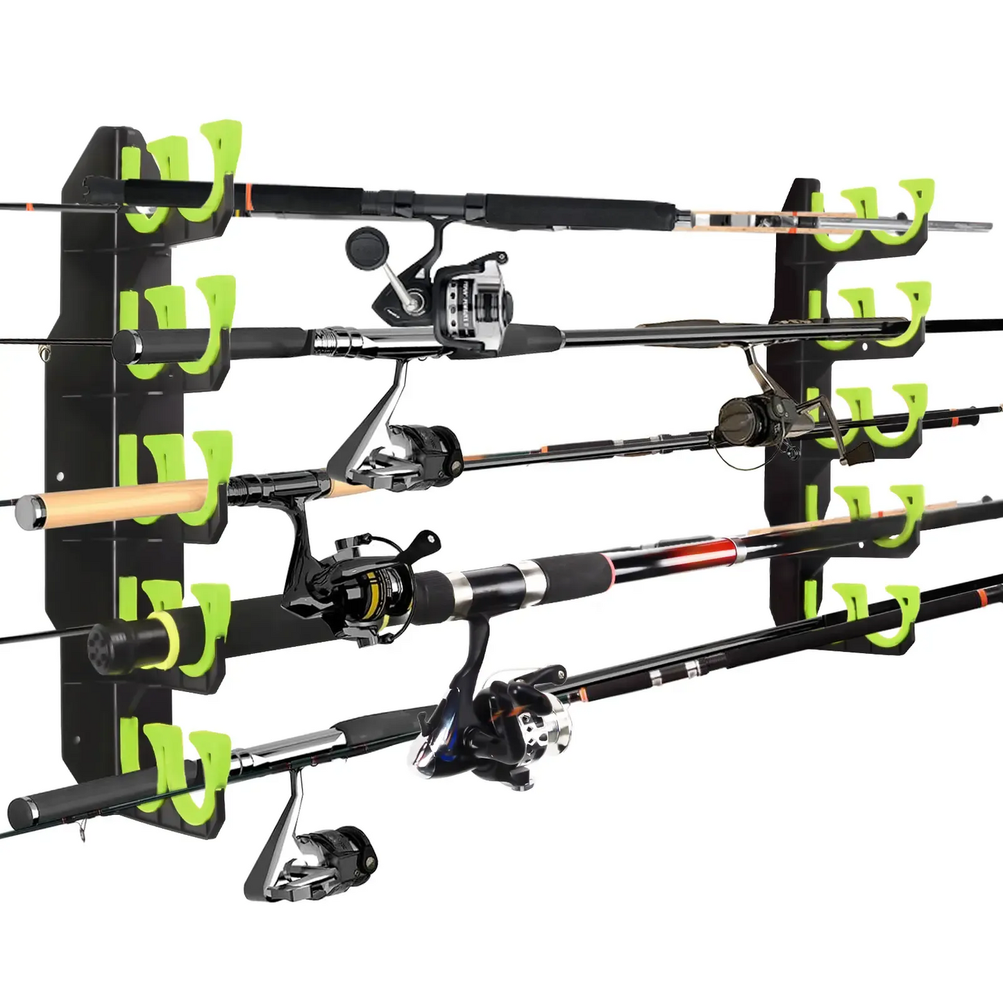 Heavy-Duty 10-Rod Garage Fishing Pole Holder – Wall & Ceiling Mount Organizer