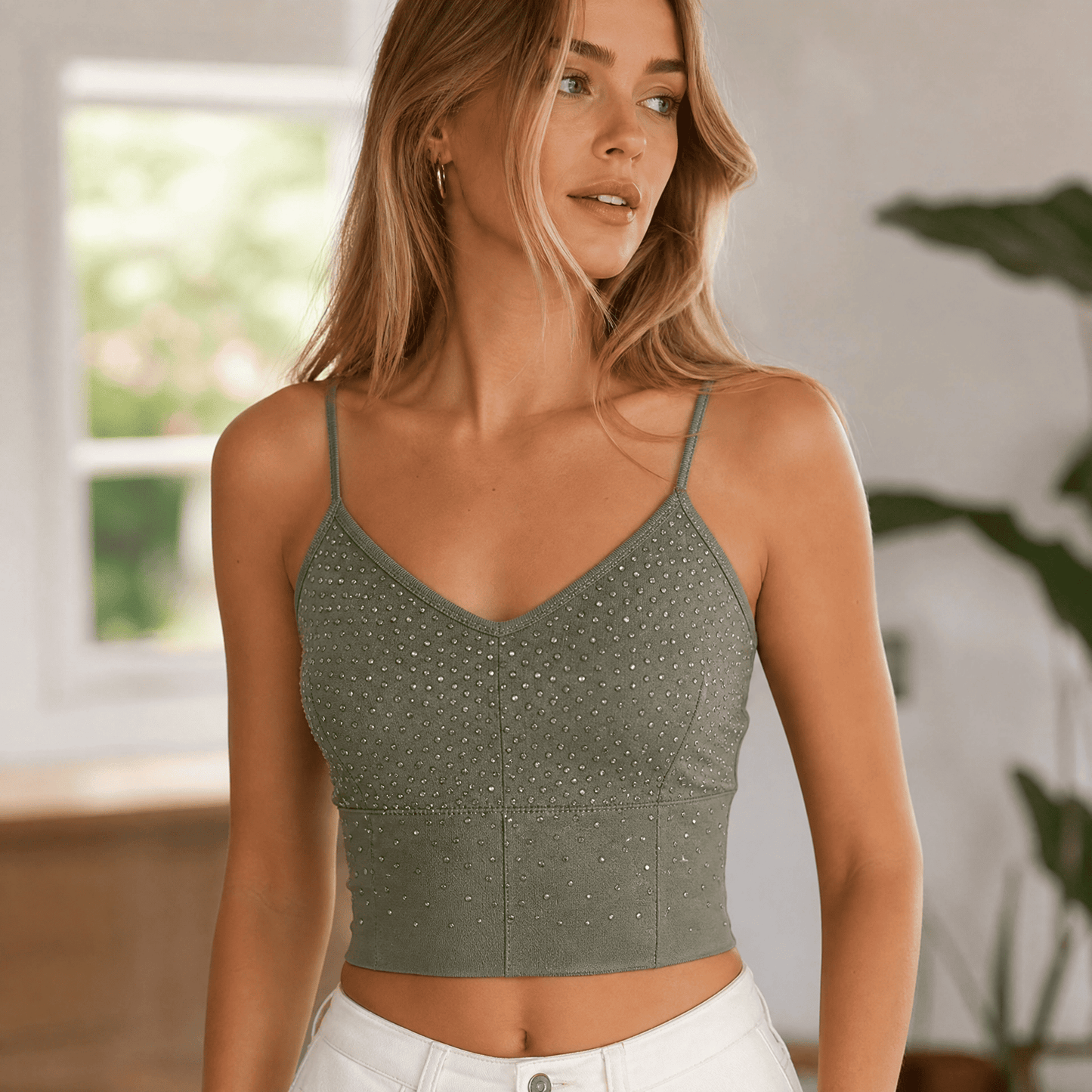 β¨ Rhinestone Crop Tank Top β Sparkle & Shine π