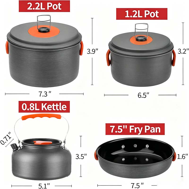 🔥HOT SALE 49% OFF🍳2026 Pro Outdoor Camping Cookware: 3-in-1 Ultra-Light Pots, Pans & Kettle Set! 🏕️🛒