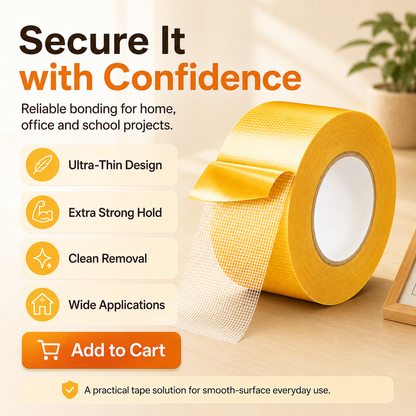 Heavy Duty Double Sided, Strong Adhesive PET Tape, Removable No Residue