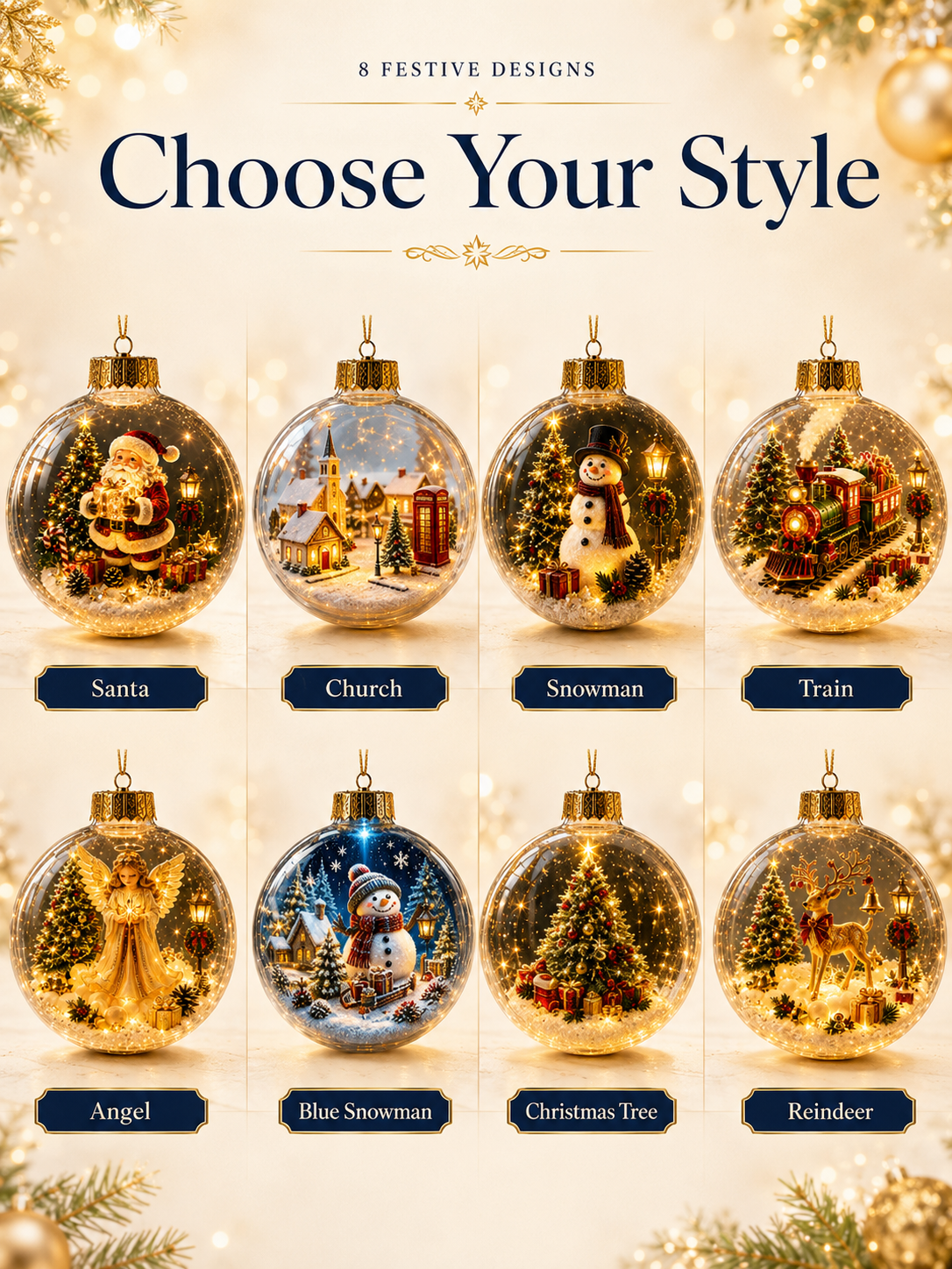 ✨ Magical Illuminated 3D Christmas Baubles – Bring Your Tree to Life!