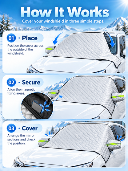 🚗 Magnetic Windshield Cover – All-Season Sun, Snow & Frost Protector for Cars, SUVs & Trucks