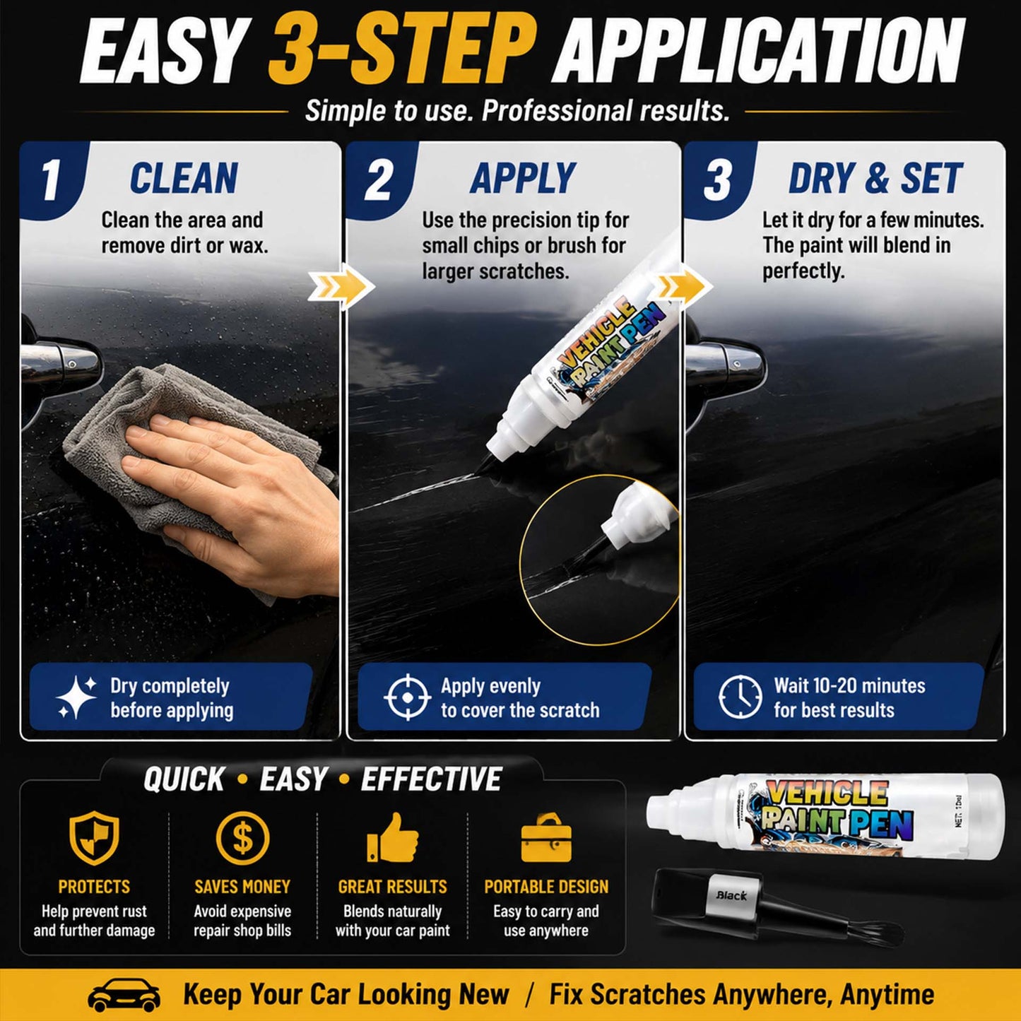 🔥 50% OFF TODAY |🚗 Car Scratch Repair Pen – Quick Touch Up Paint For Car Scratches