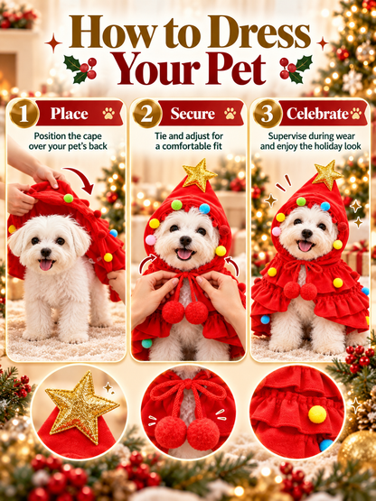 🐶🎄Christmas Tree Pet Cloak Costume for Dogs and Cats