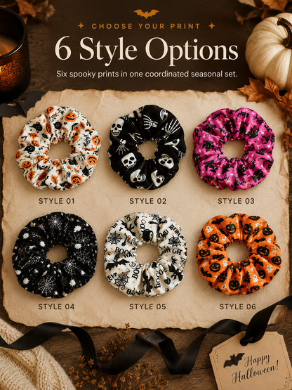 🎃 Hand-Illustrated Halloween Scrunchie Collection