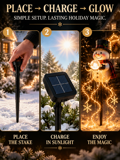 ⛄Snowman Magic Fountain Solar Christmas Garden Light