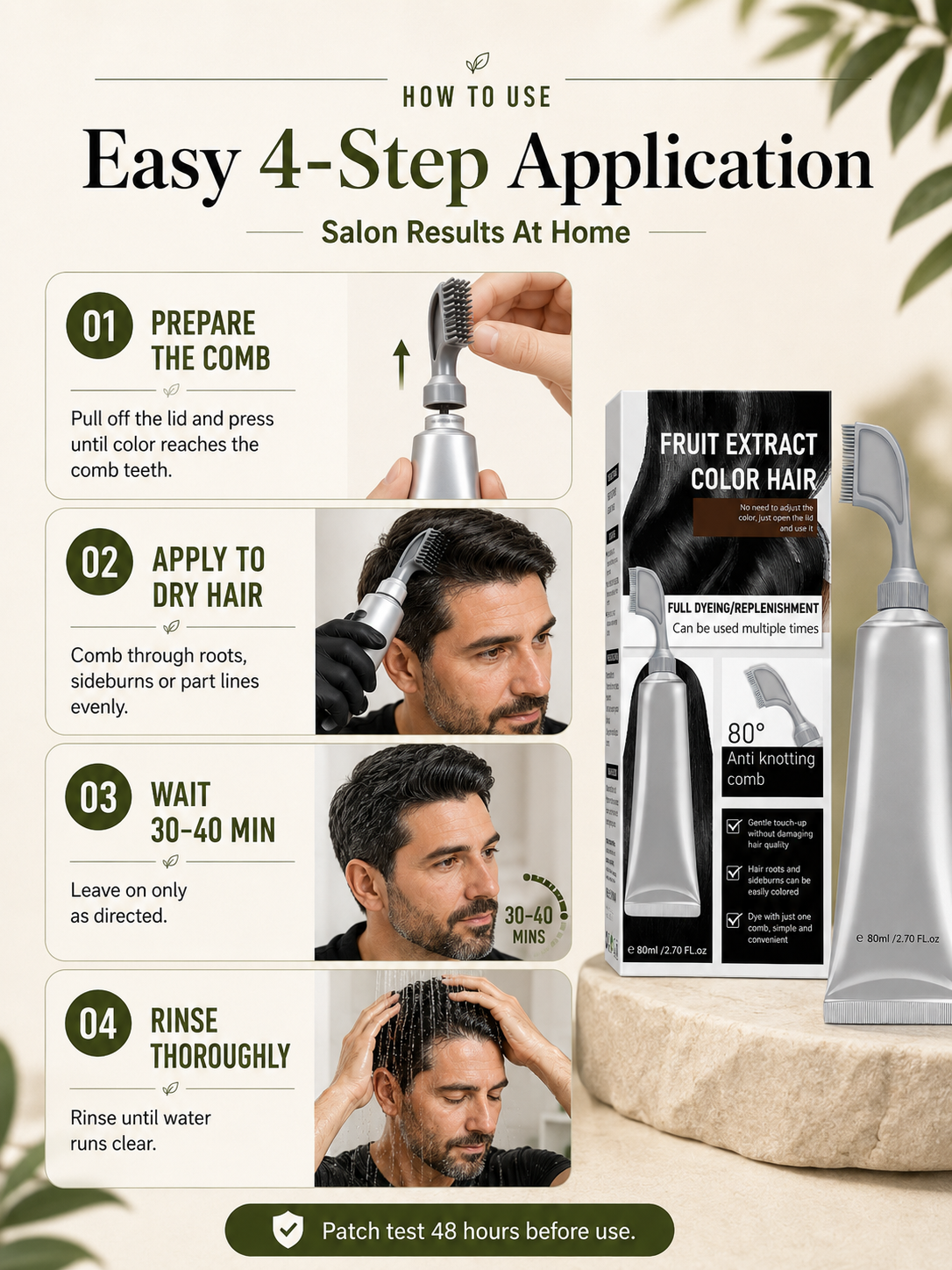 🔥Hot sell TODAY | Instant Gray Coverage Hair Dye Comb for Men & Women