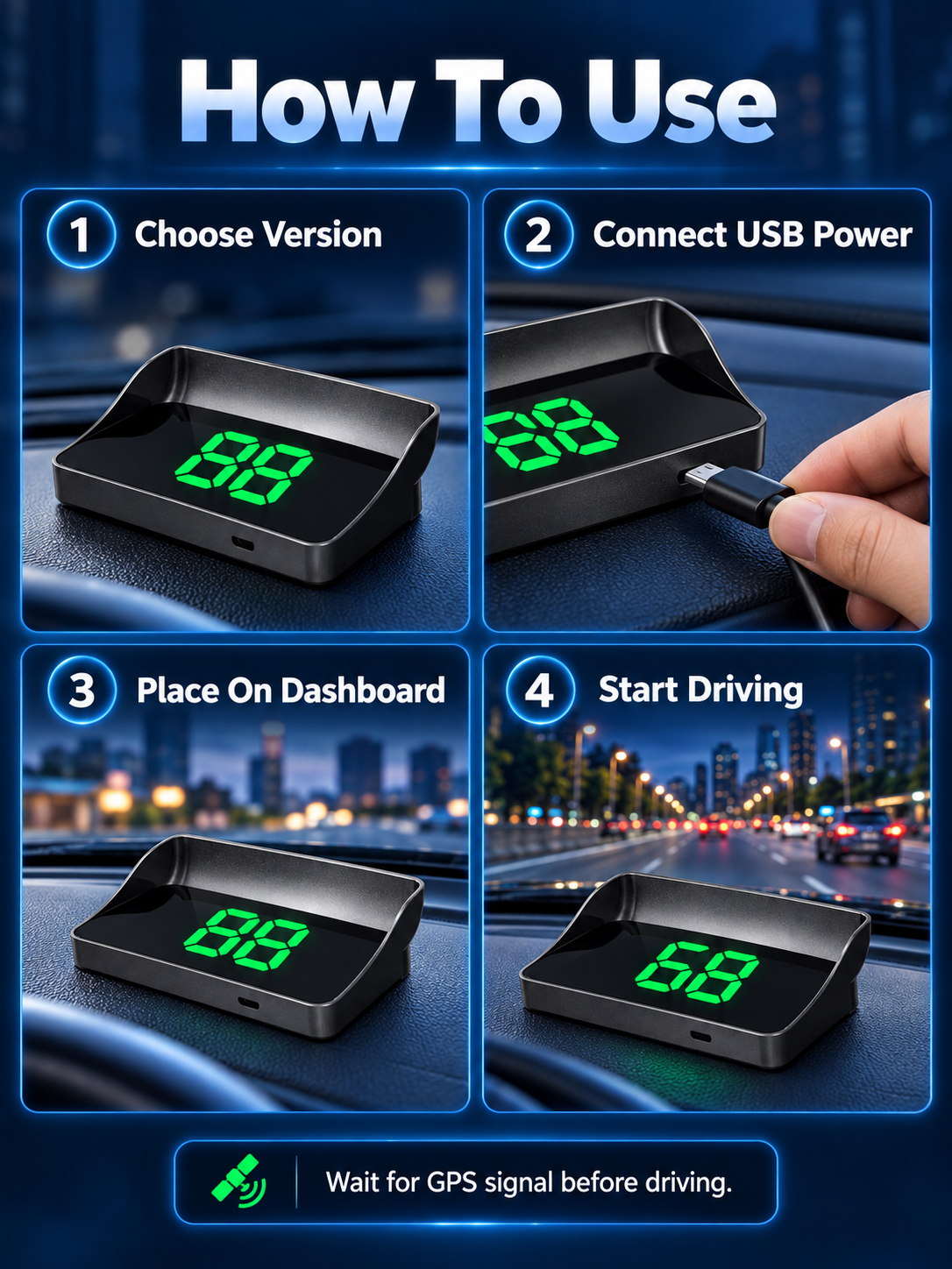 🔥In-vehicle head-up display with GPS functionality