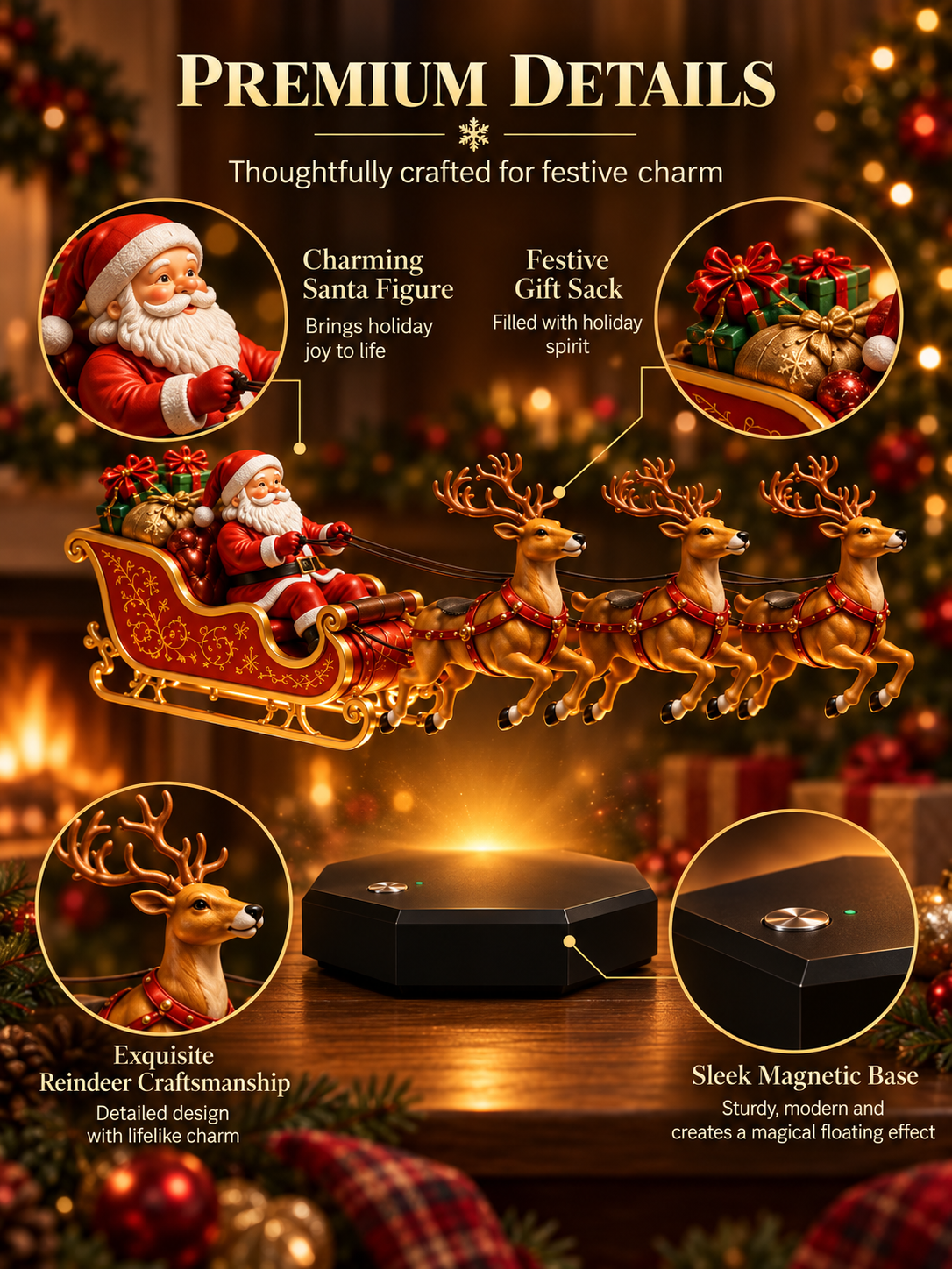 🎄Magnetic Levitation Santa Sleigh Christmas Display