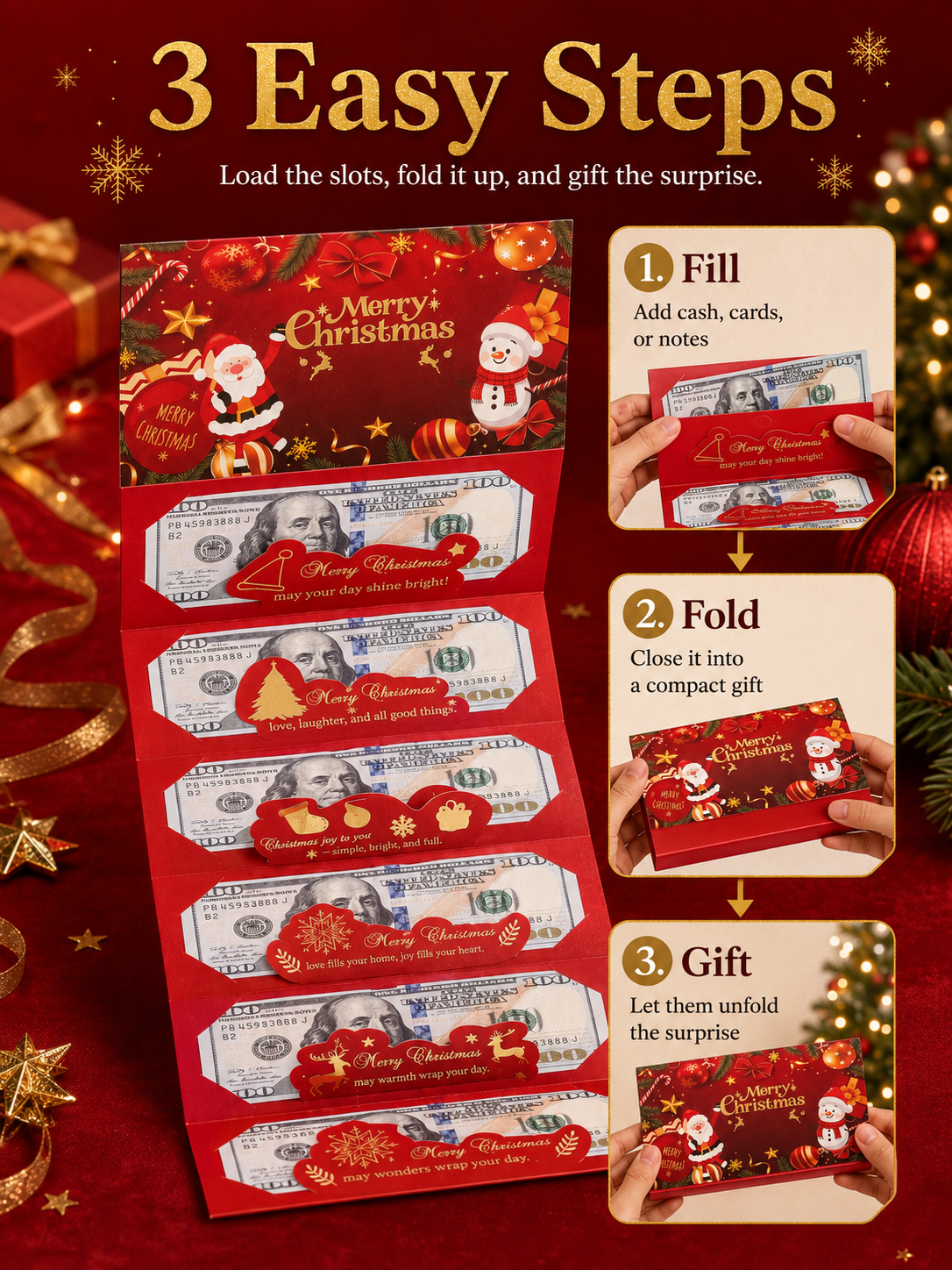 🎁6-Slot Christmas Cash Gift Envelope