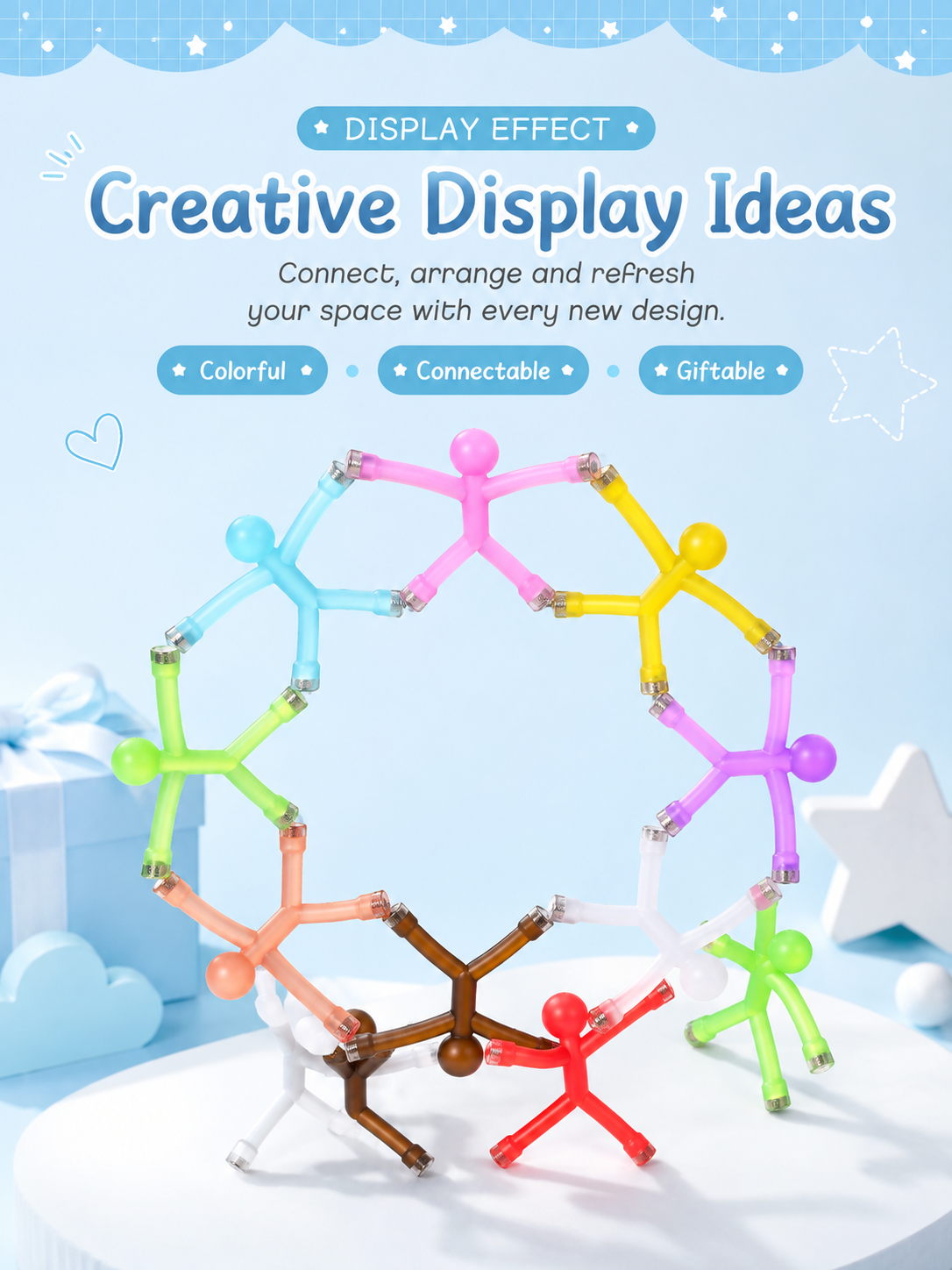 Magnetic Fidget Figures – 10PC Bend, Snap & Connect Set