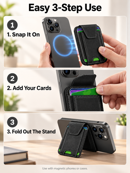 🧲 Magnetic Phone Wallet with Rotating Stand