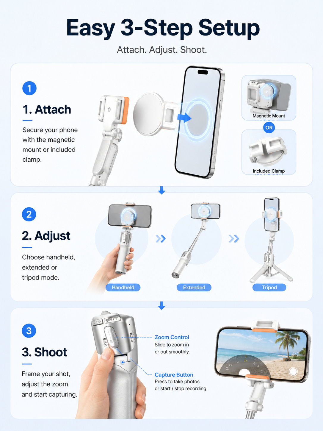 4-in-1 Magnetic Camera Grip &amp; Selfie Tripod