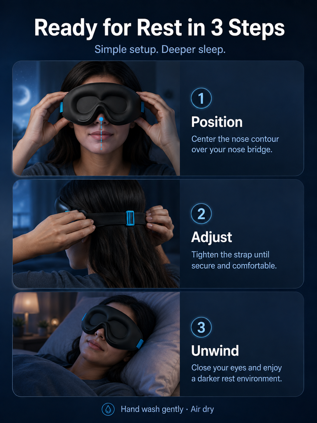 😴 3D Zero-Pressure Blackout Sleep Mask – Lash-Friendly Contoured Memory Foam Eye Mask