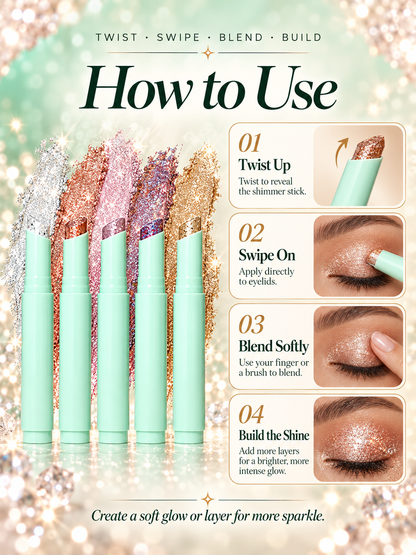 ✨ 5-Piece Glitter Eyeshadow Stick Set – High-Shine Shimmer Makeup