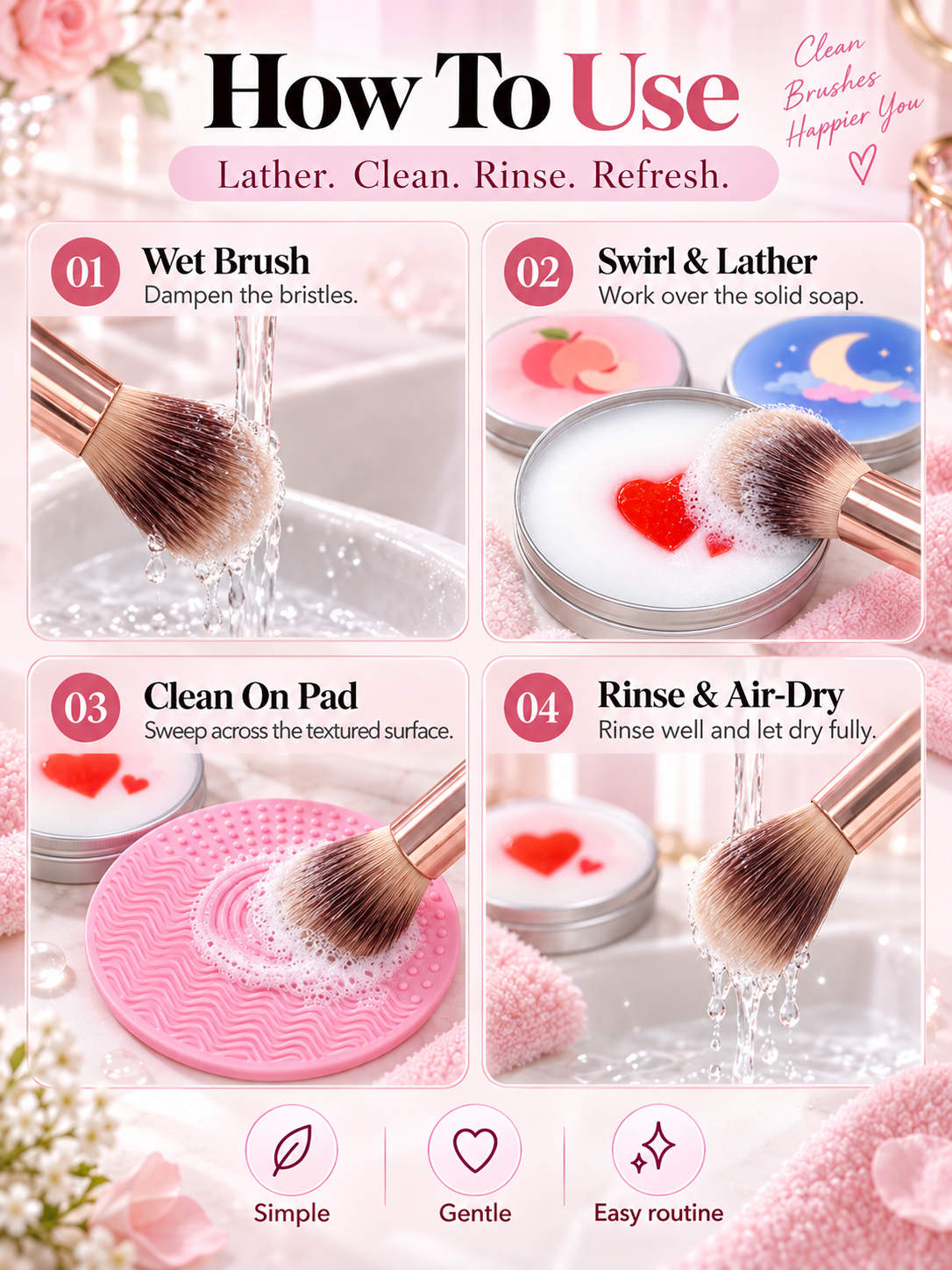 🫧 Makeup Brush Cleaning Soap – Portable Deep-Clean Brush & Sponge Cleanser