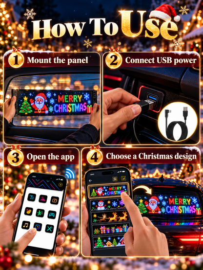 🎄 Christmas LED Car Rear Window Display – App-Controlled Flexible Pixel Screen